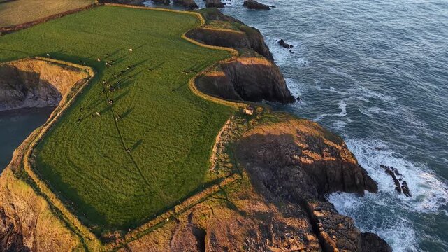 Aerial Flight Over Tramore Bay, Waterford, Ireland &ndash; Summer Light