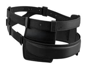  Posture Support Brace in 3D Side View, open and extended straps, isolated on transparent background