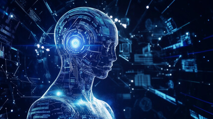 humanoid robot. Portrait of a humanoid robot of the future