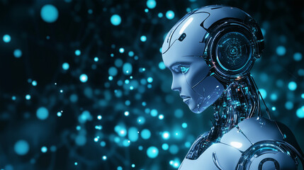 humanoid robot. Portrait of a humanoid robot of the future
