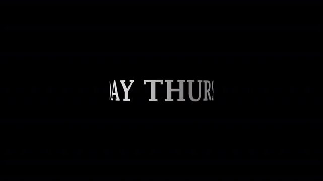 Full week   animation video from monday to sunday with transparent background. swiping week animated through day by day, week animation