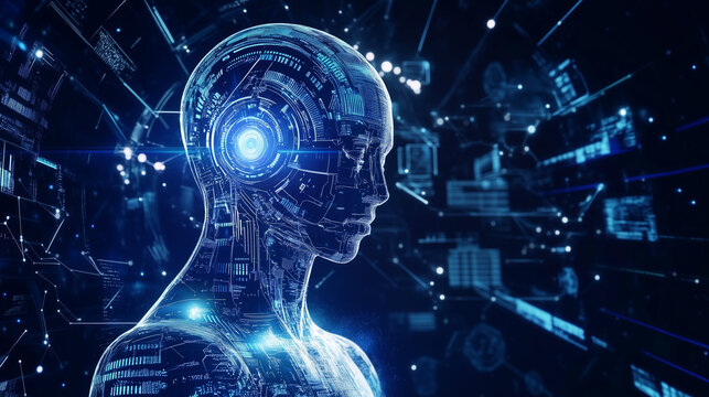 humanoid robot. Portrait of a humanoid robot of the future