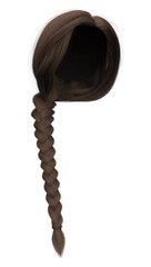 3d render brown side braid straight hair isolated