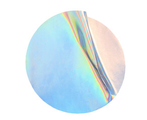 Holographic metallic duct sticker with colorful wavy surface and iridescent light background transparent effect, on isolated