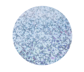 Iridescent Round holographic texture duct sticker with blue shimmer effect and abstract reflection, light background security