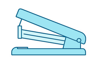 Light blue office stapler side view graphic icon for stationery and supplies