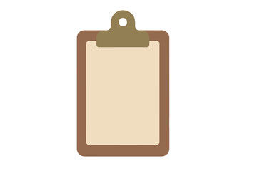 Blank clipboard with brown frame and metal clip isolated on white background