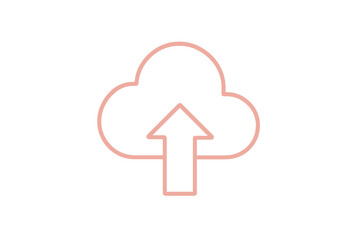 Simple outline icon of cloud upload with upward arrow