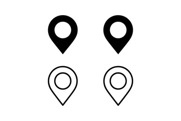 Location Pointer Icons Black and White Vector for Maps and Geographic Applications Representing Positions and Navigation on Digital Platforms