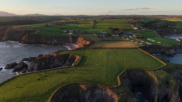 Aerial Flight Over Tramore Bay, Waterford, Ireland &ndash; Summer Light