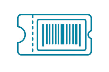 Minimalist ticket icon featuring barcode outline and perforated edge detail