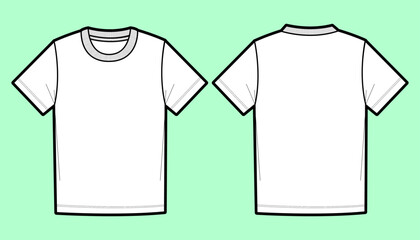 Apparel Technical Flat Sketch Unisex Crewneck T-Shirt Mockup