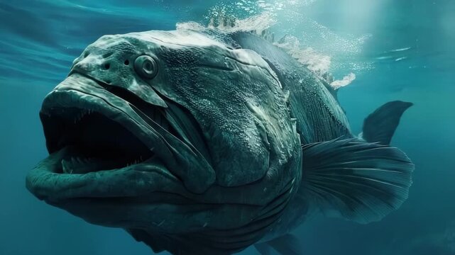 Sea monster in the dark depths of the ocean