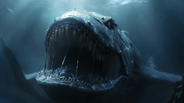 Sea monster in the dark depths of the ocean