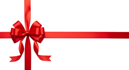 Festive red ribbon and bow on black background for celebrations