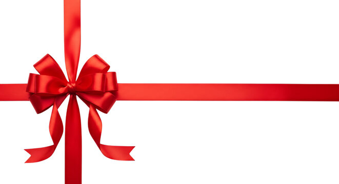 Festive red ribbon and bow on black background for celebrations