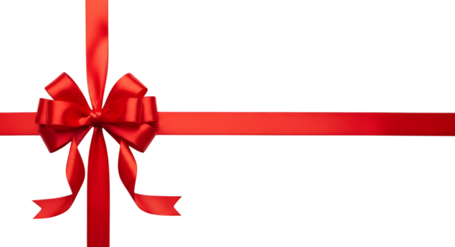 Festive red ribbon and bow on black background for celebrations