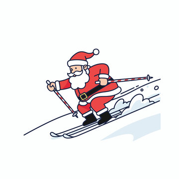 santa claus skiing down snowy slope clip art preview