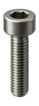 Metric stainless steel screw with hex socket head, ideal for outdoor construction.