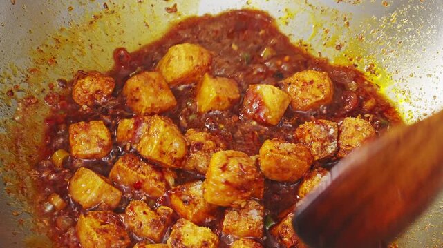 Chinese home cooking spicy tofu