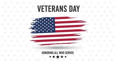 Patriotic Veterans Day background design featuring a grunge style USA flag. A tribute for honoring all who served in the military