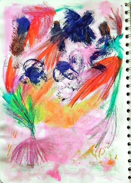 Hoja de papel con brochazos de pintura