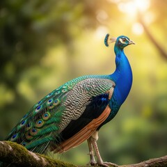 Obraz premium Majestic peacock isolated on white background