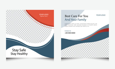 Naklejka premium Best care for you and your family isolated on white background to stay safe and stay healthy with your logo and website here