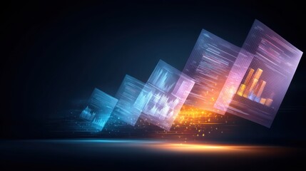 Dynamic Digital Data Visualization with Futuristic Charts and Graphs in a High-Tech Background Representing Market Trends and Analysis