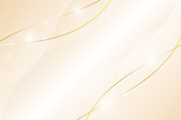 ベージュと金の曲線が輝く高級感のある抽象的背景デザイン