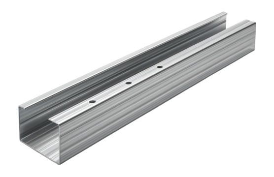 Aluminum ceiling profile for securing drywall in interior construction.
