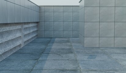 Matte tiled wall surface, showroom, background, 3D illustration