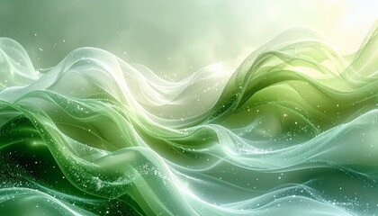 Abstract green fractal design with glowing wave patterns on a dark backdrop backround 