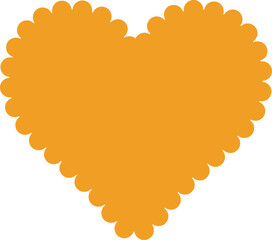 Scallop shape with lace edge. Wavy border sticker. Heart figure. Frilly simple element for banners and scrapbooking design