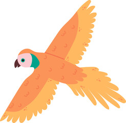 Orange flying parrot cartoon vector illustration