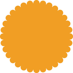 Scallop shape with lace edge. Wavy border sticker. Circle figure. Frilly simple element for banners and scrapbooking design