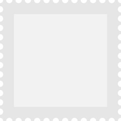 Postcard stamp frame. Vintage square sticker with perforated edge. Shape border and template for letter and envelop design. Retro blank