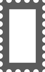 Stamp frame border. Postcard shape for vintage letter design. Perforated rectangle template for envelope. Mockup for photo album. Philately jagged element
