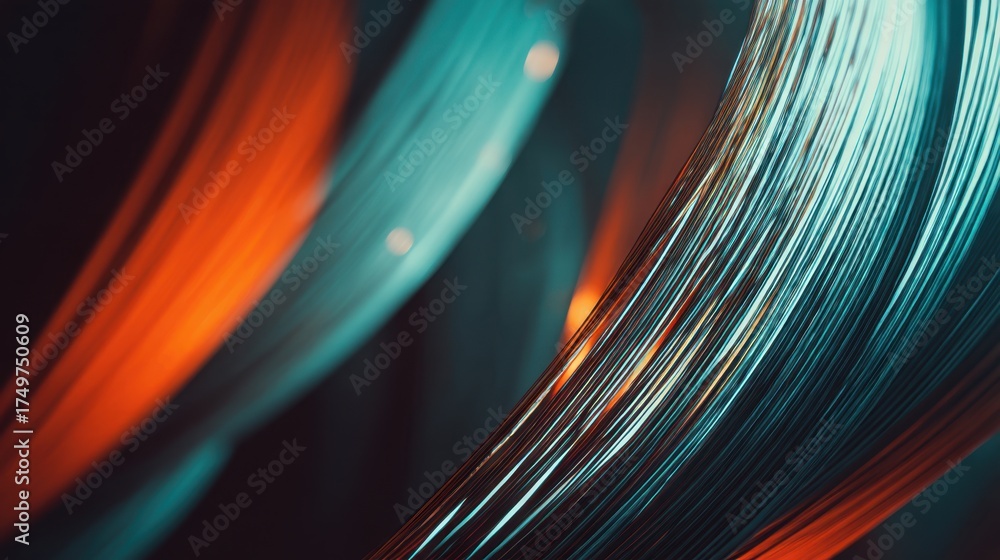 Wall mural abstract illustration of flowing lines, dynamic light effects, and vivid color gradients in a modern