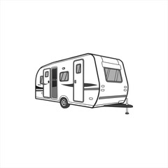 Modern caravan rv camper trailer illustration isolated on white background