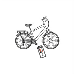 Electric bicycle with detached charging battery icon