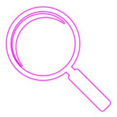 Illustration of a pink magnifying glass isolated on transparent background