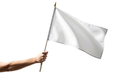Holding a White Flag Symbol of Surrender or Peace Negotiation