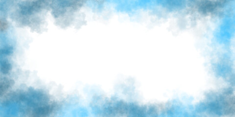 Colored bright smoke frame, transparent blue fog, bright colorful mist...