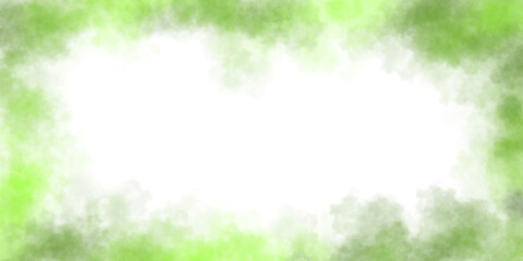Fototapeta premium Colored bright smoke frame, transparent green fog, bright colorful mist..