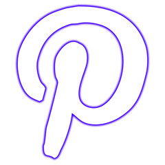 A pinterest logo with a blue outline isolated on transparent background