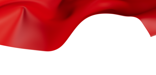 A vibrant red fabric gracefully flowing against a clean white backdrop. Perfect for backgrounds, textile designs, and artistic projects.
