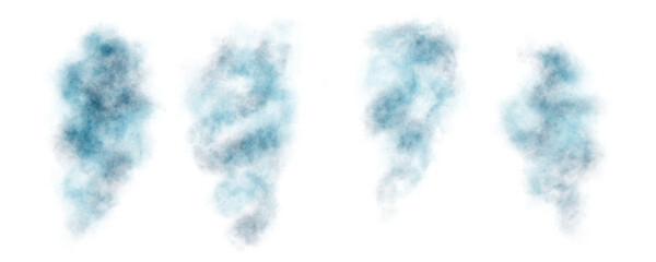Bright blue smoke, transparent blue fog cloud