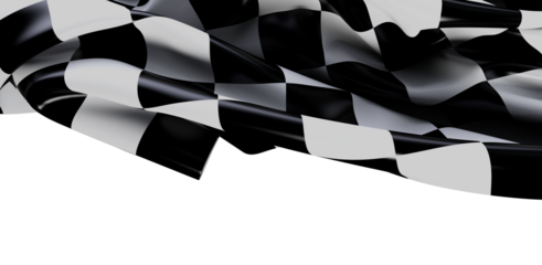 A high-quality image of a checkered racing flag billowing in the wind, perfect for designs related to racing, speed, and victory. The black and