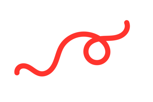Red curved line with loop in hand drawn style for decorative highlight, abstract doodle, and creative graphic design projects